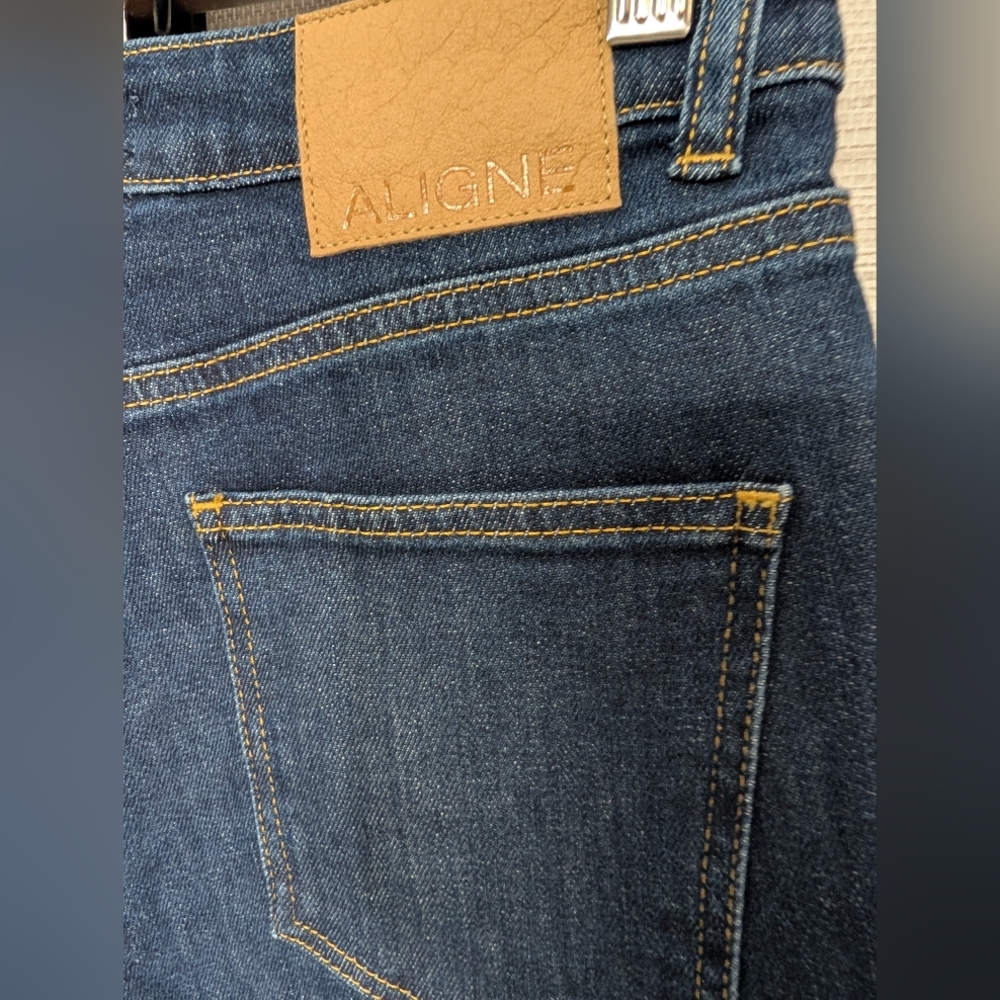 Aligne Denim Slim Flare Ocean Blue Jeans 26 NWT Dark Wash - Picture 12 of 12